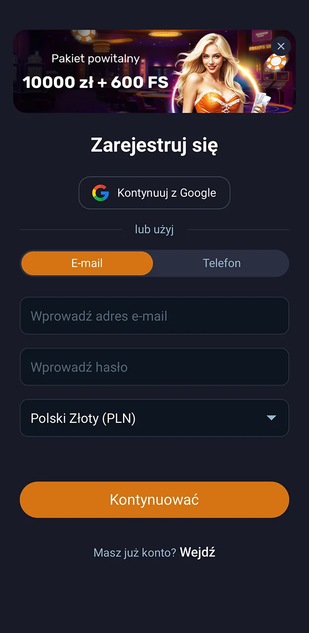 Proszę dokładnie wprowadzić dane niezbędne do zalogowania się na konto w VOX Casino.