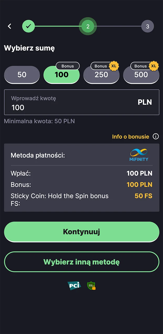 Wybierz MiFinity, aby dokonać pierwszej wpłaty na stronie VOX Casino.