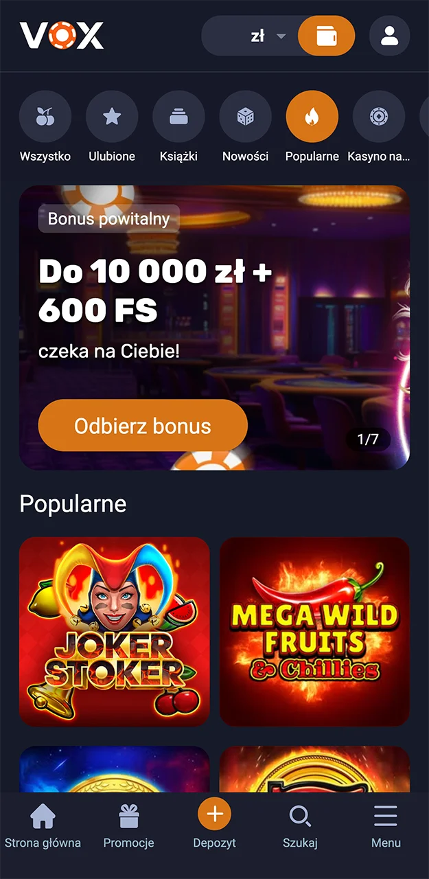 Zapoznaj się z kategoriami gier slotowych na stronie VOX Casino.