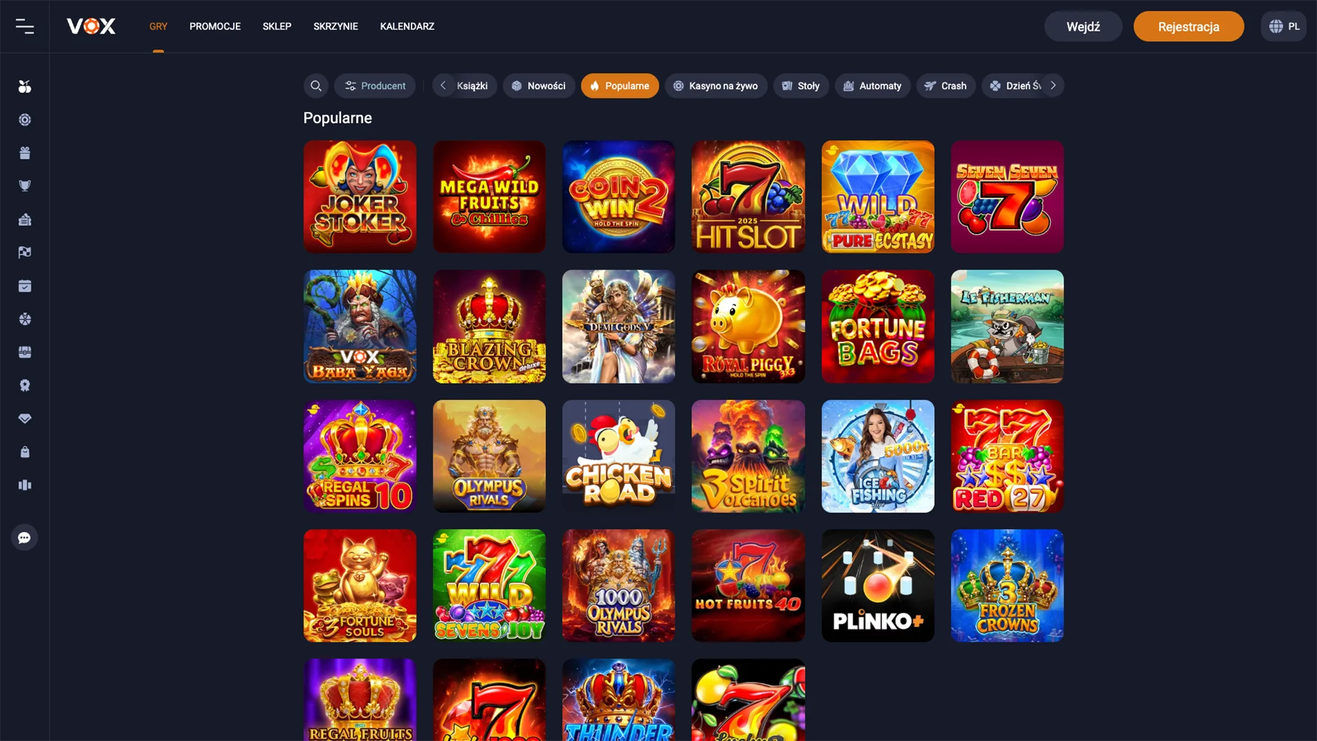 Najlepsze automaty dostępne na stronie VOX Casino.
