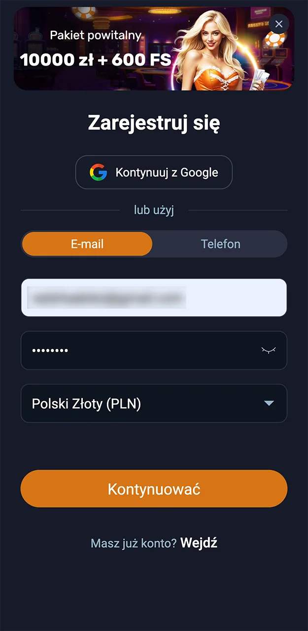 Podczas zakładania konta w VOX Casino wymyśl unikalne hasło.