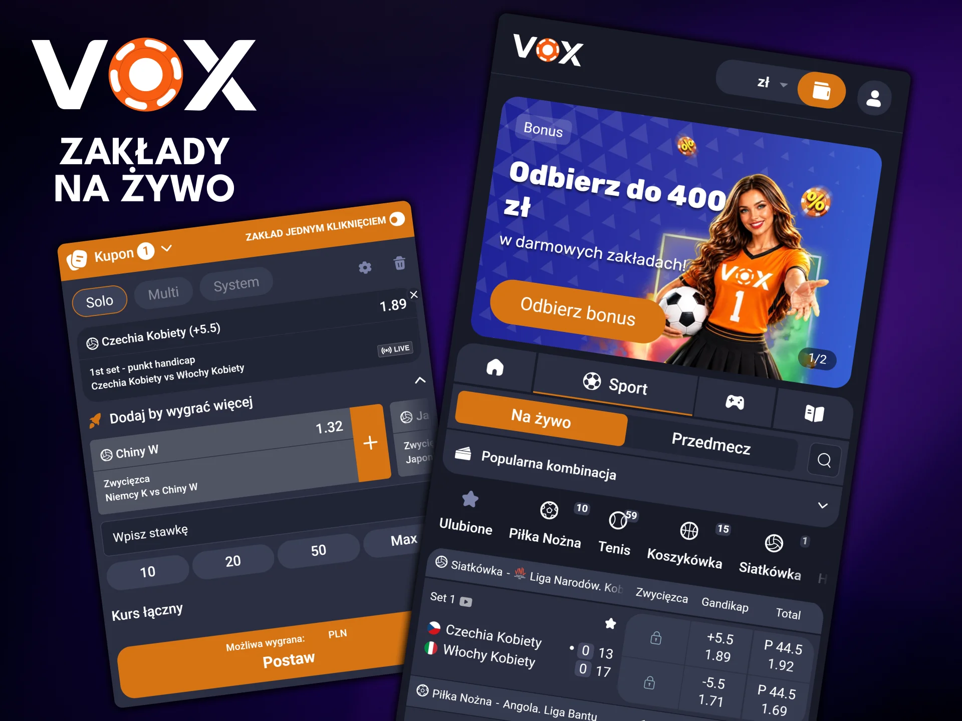 Wypróbuj opcję zakładów na żywo dostępną w aplikacji VOX Casino.