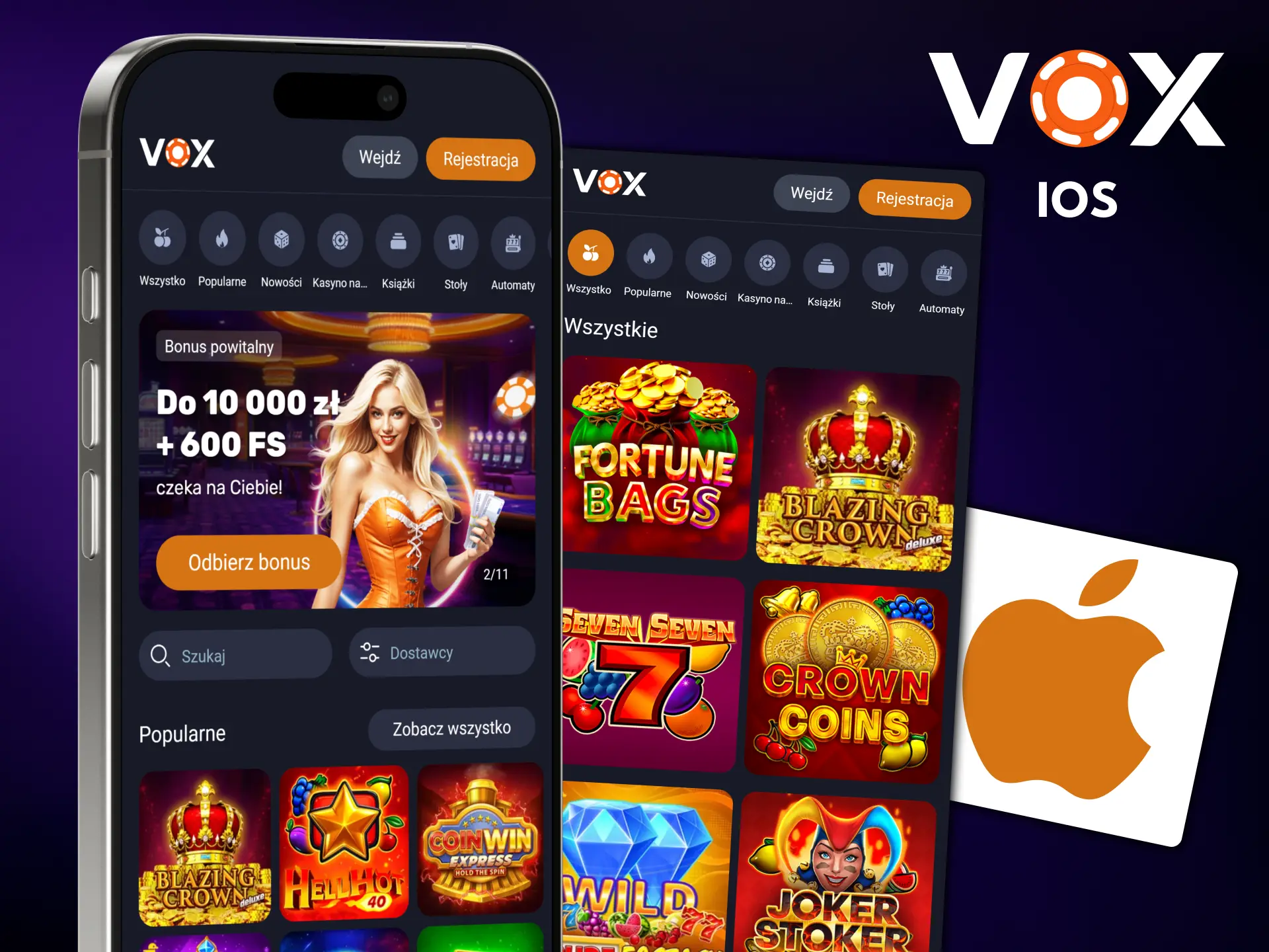 Pobierz wersję mobilną VOX Casino na urządzenia z systemem iOS.