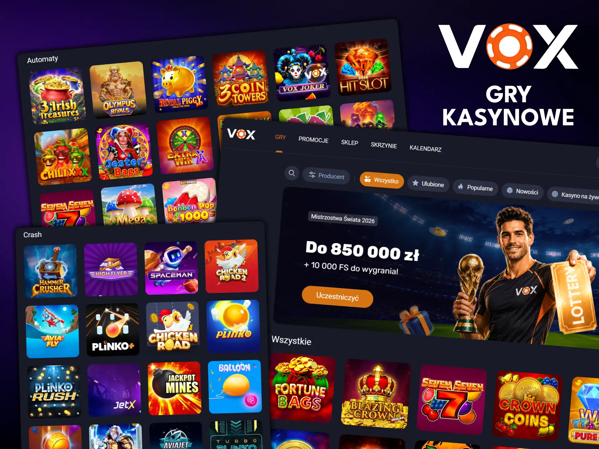 Zobacz, jakie gry kasynowe są dostępne w VOX Casino.