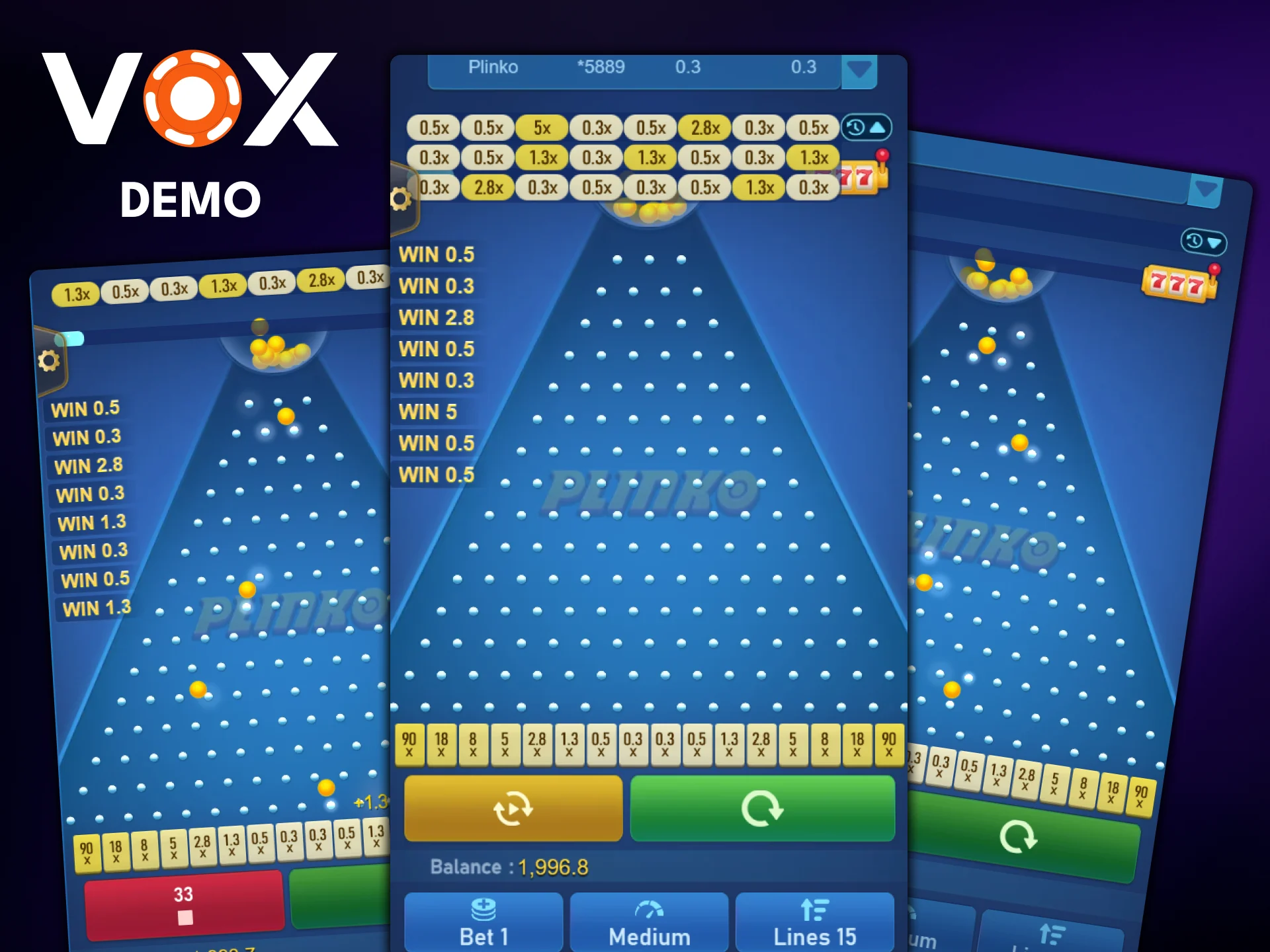 Wypróbuj tryb demonstracyjny gry Plinko na stronie VOX Casino i naucz się grać bez ryzyka.