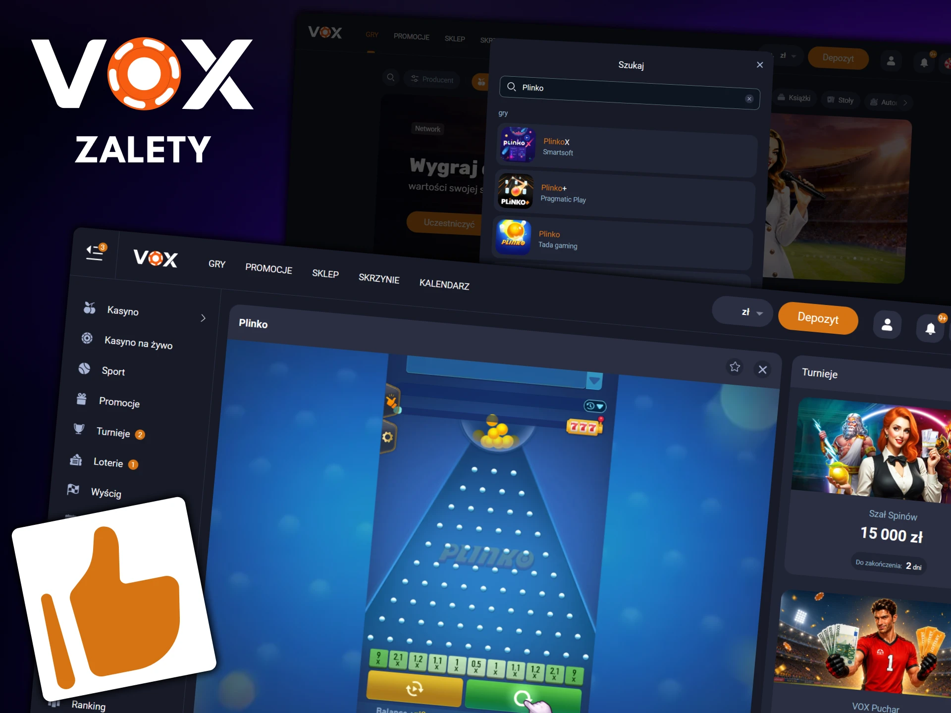 Granie w Plinko w VOX Casino ma wiele zalet.