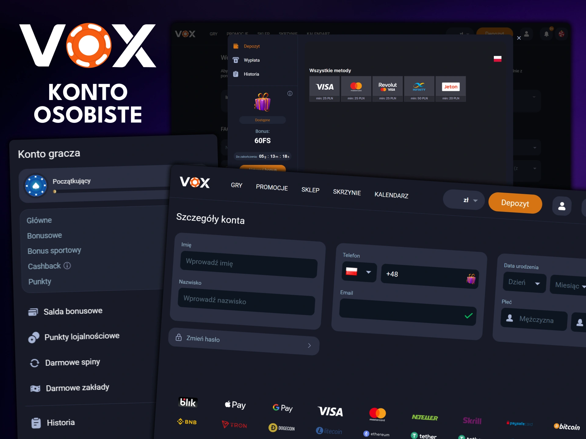 Sprawdź swoje konto na platformie VOX Casino.