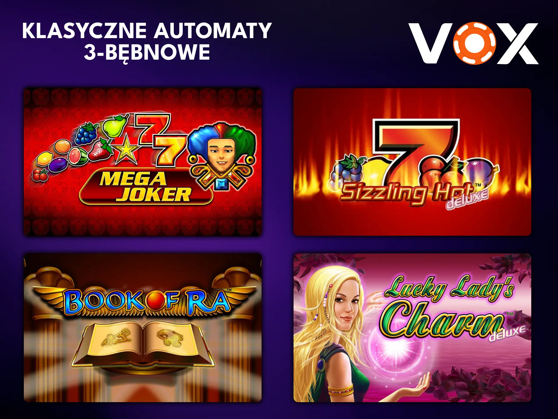 Ciesz się klasycznymi slotami na stronie VOX Casino.