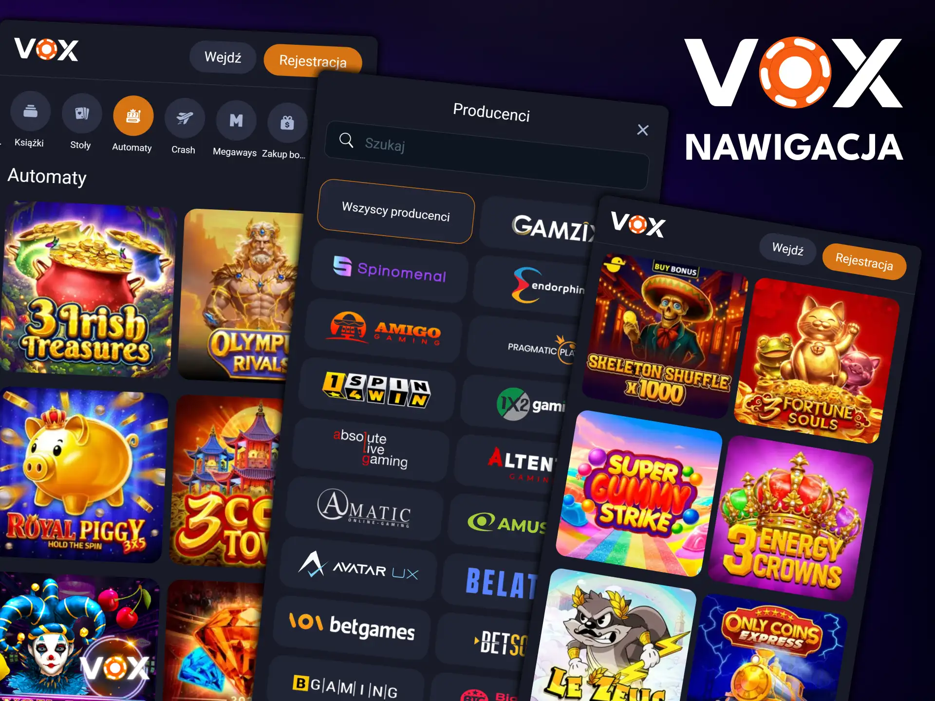 Ciesz się przyjazną nawigacją VOX Casino i otwartą sekcją slotów.
