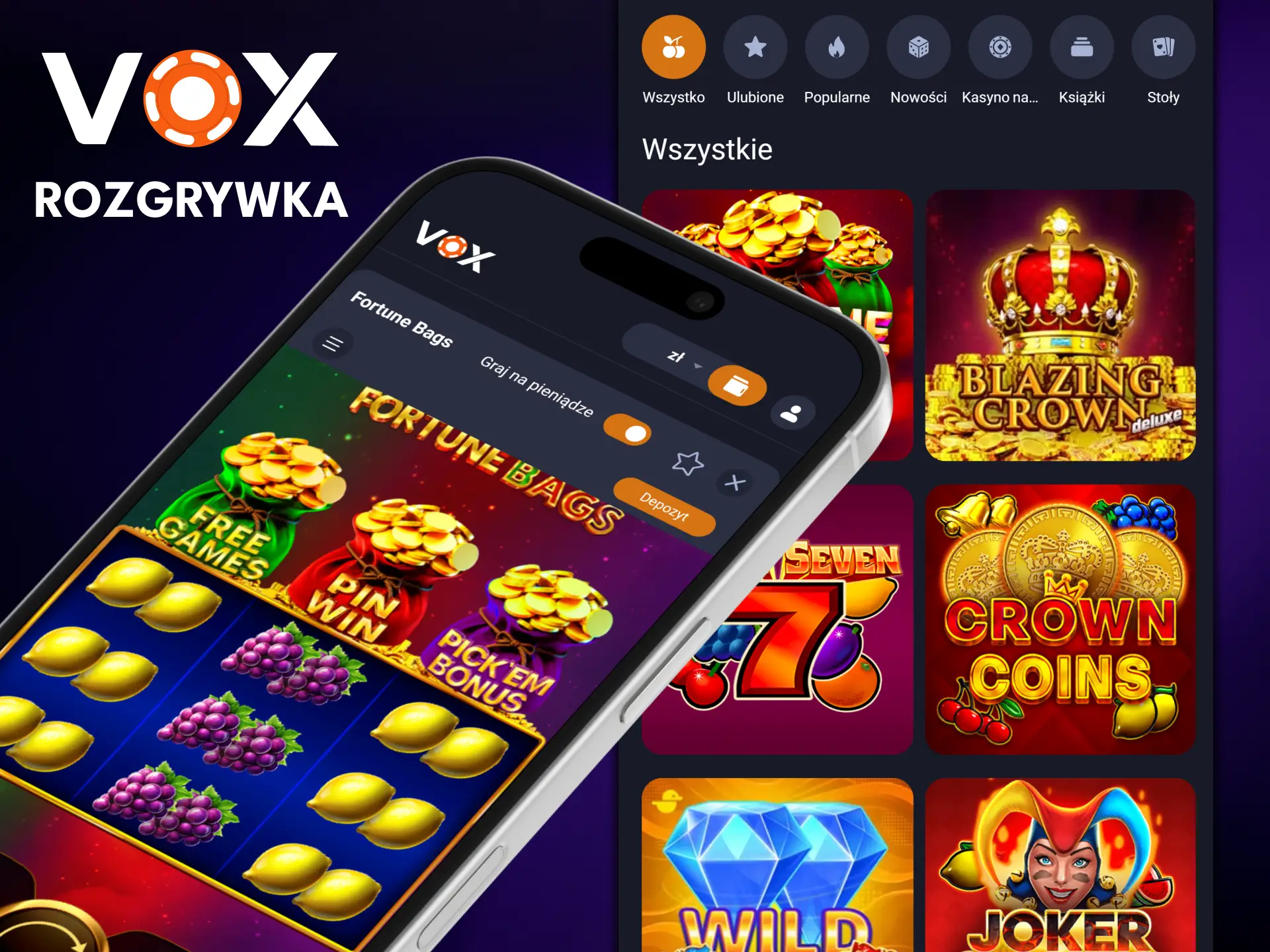 Otwórz dowolną grę dostępną na VOX Casino i zacznij grać.